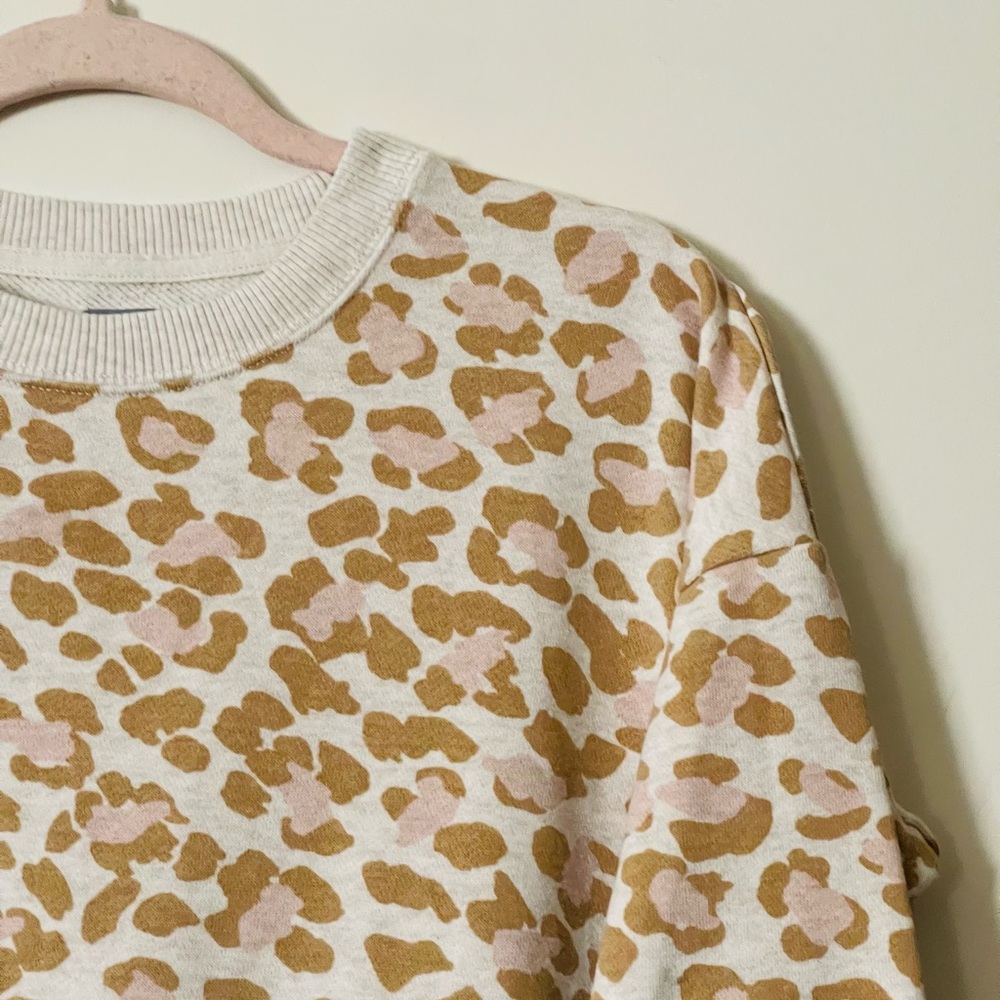 Aerie American Eagle Leopard Animal Print Pullover Oversized Sweater - Picture 7 of 15